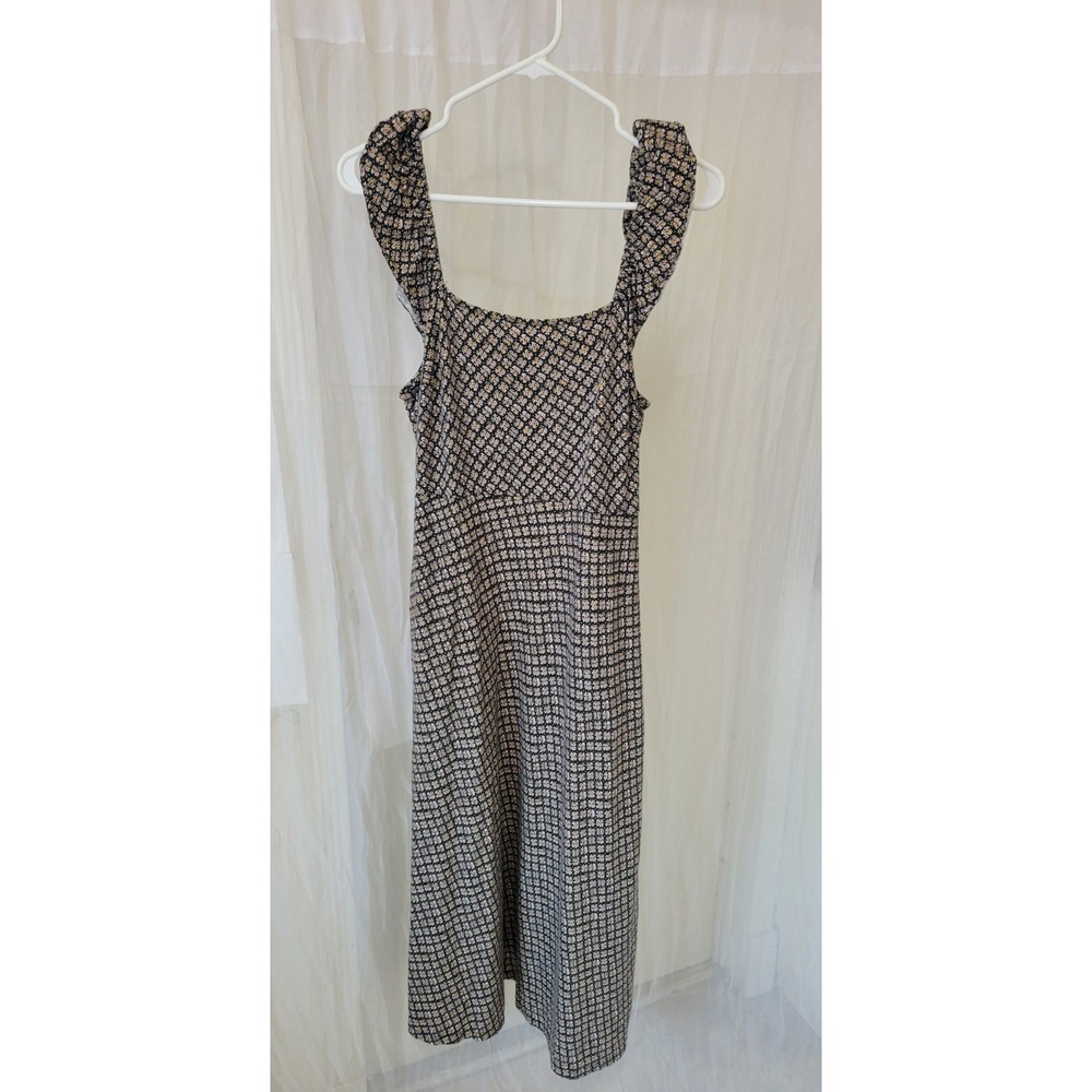 Boden Frill Detail Jersey Midi Dress Size 8 Women In Preppy Black Bloom Bud